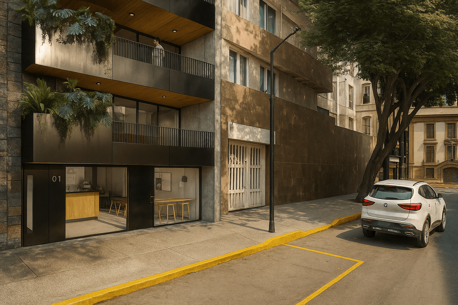 Vista lateral del edificio